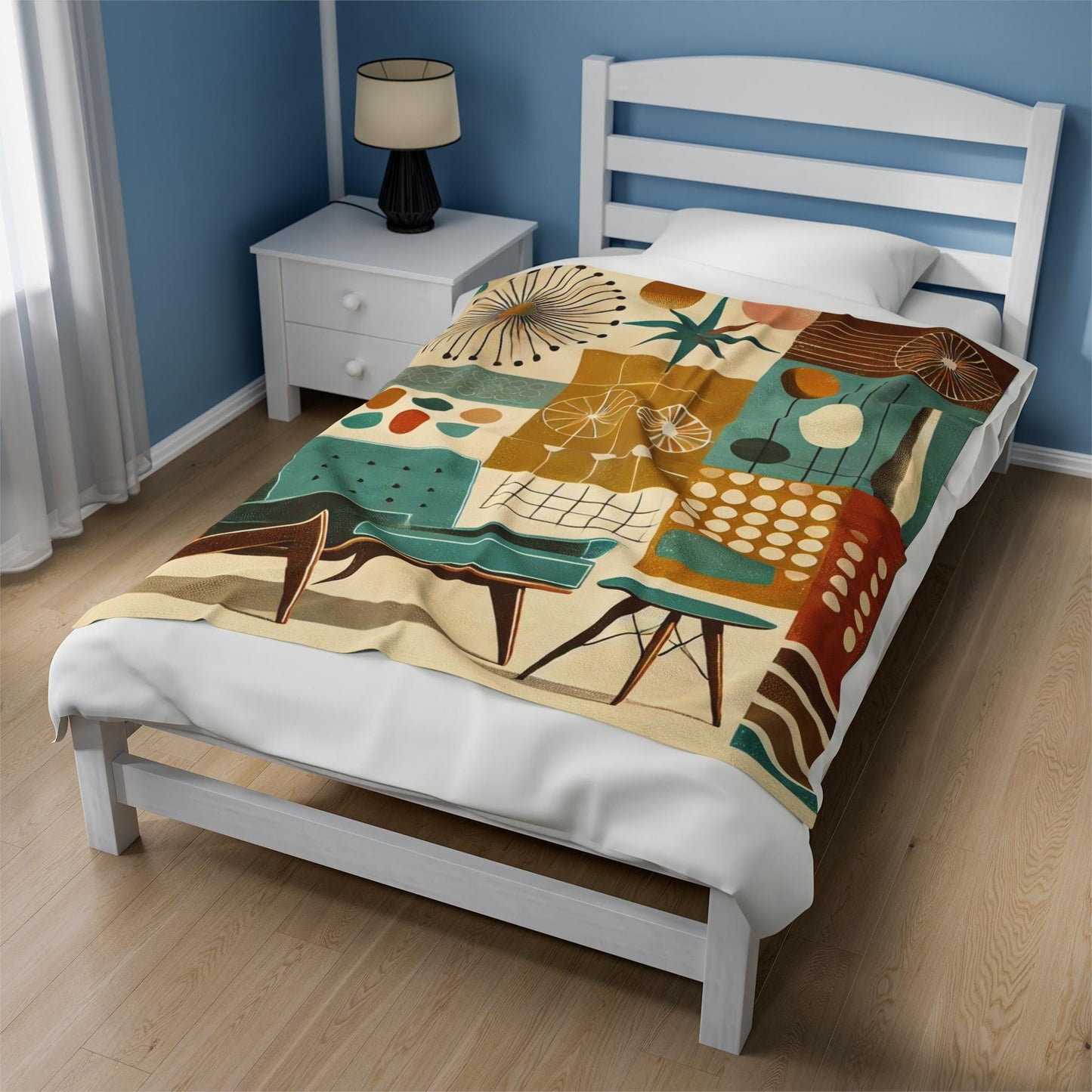 Plush Blanket, Mid-Century Modern Design, Soft Fleece Throw, Housewarming Gift, Chic Home Decor, Bauhaus Theme, Warm Bedding