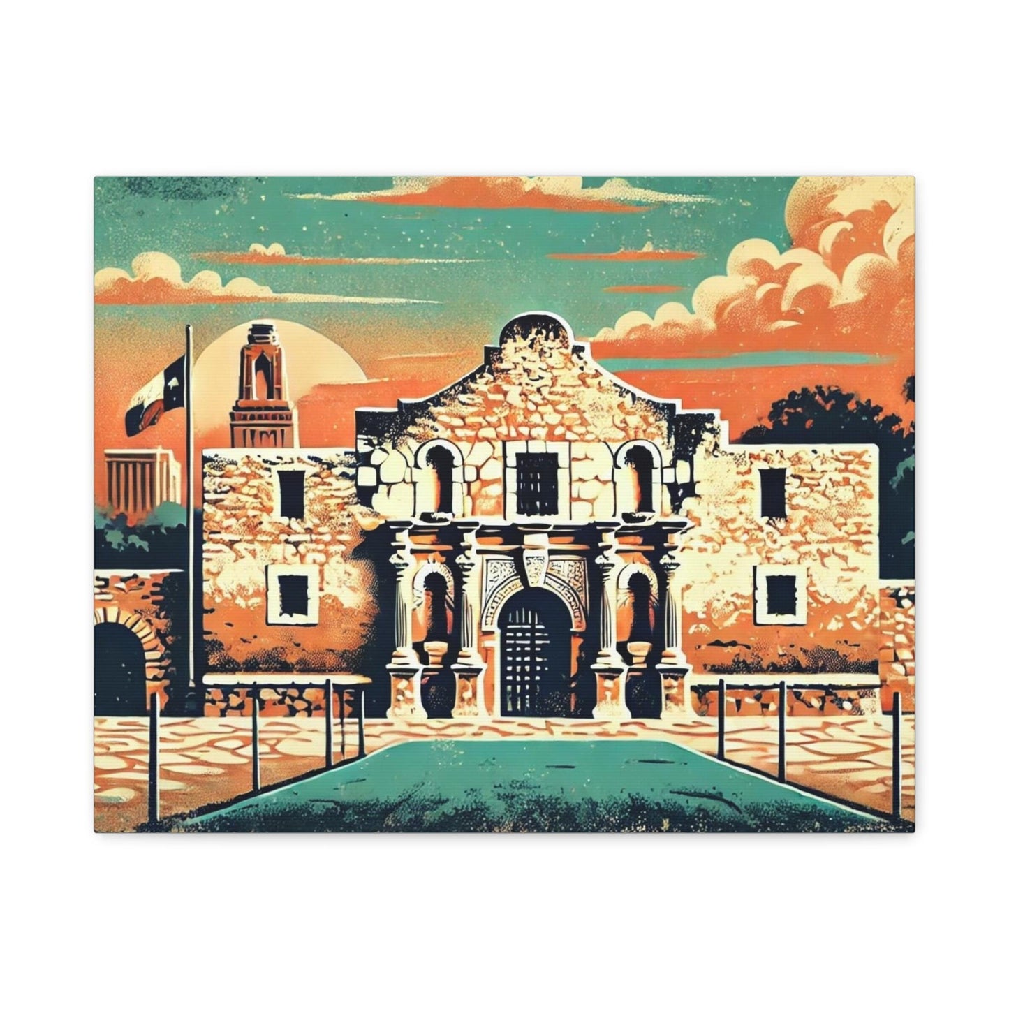 Canvas Print, Alamo San Antonio Texas Wall Art Decor - Housewarming or Birthday Gift, Rustic Charm, Matte Stretched, 1 25" - Home Office