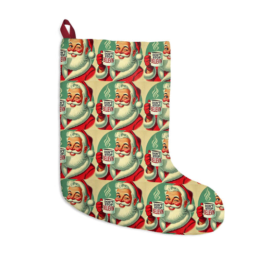 Don't Stop Believin' Christmas Stocking, Funny Santa Stocking for Adults, Rock and Roll Naughty or Nice