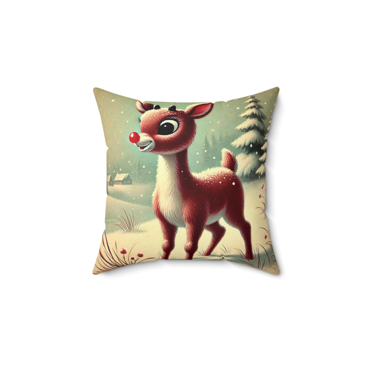 Christmas Throw Pillow Rudolph (14"x14" Square), Holiday Gifts, Christmas Decor, Rudolph the Red-Nosed Reindeer