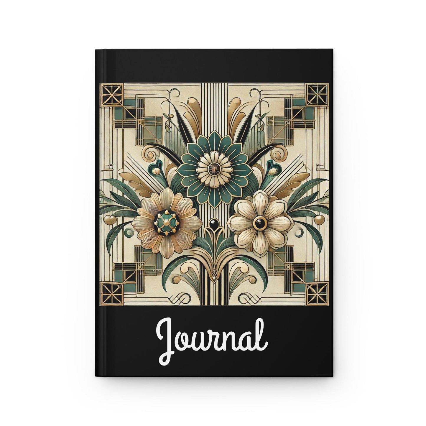 Floral Journal Hardcover - Vintage Art Deco Design - Book Lovers Gift, Retro Diary, Nature Journal, Literature Notebook