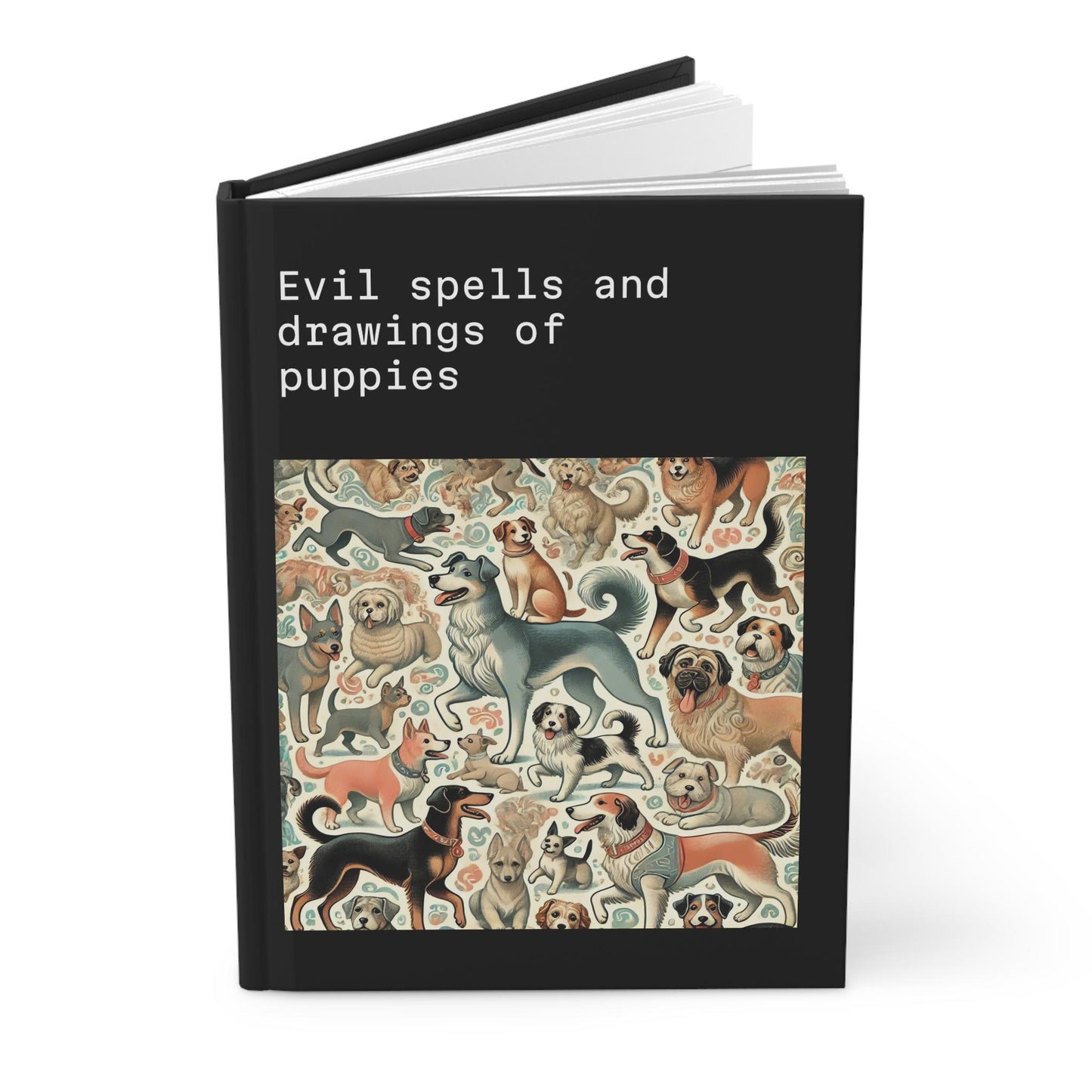 Dog Journal Hardcover - Funny Spells Vintage Design Matte Journal - Humorous Notebook, Book Lovers Gift, Retro Art Diary, Dog Lover Gift