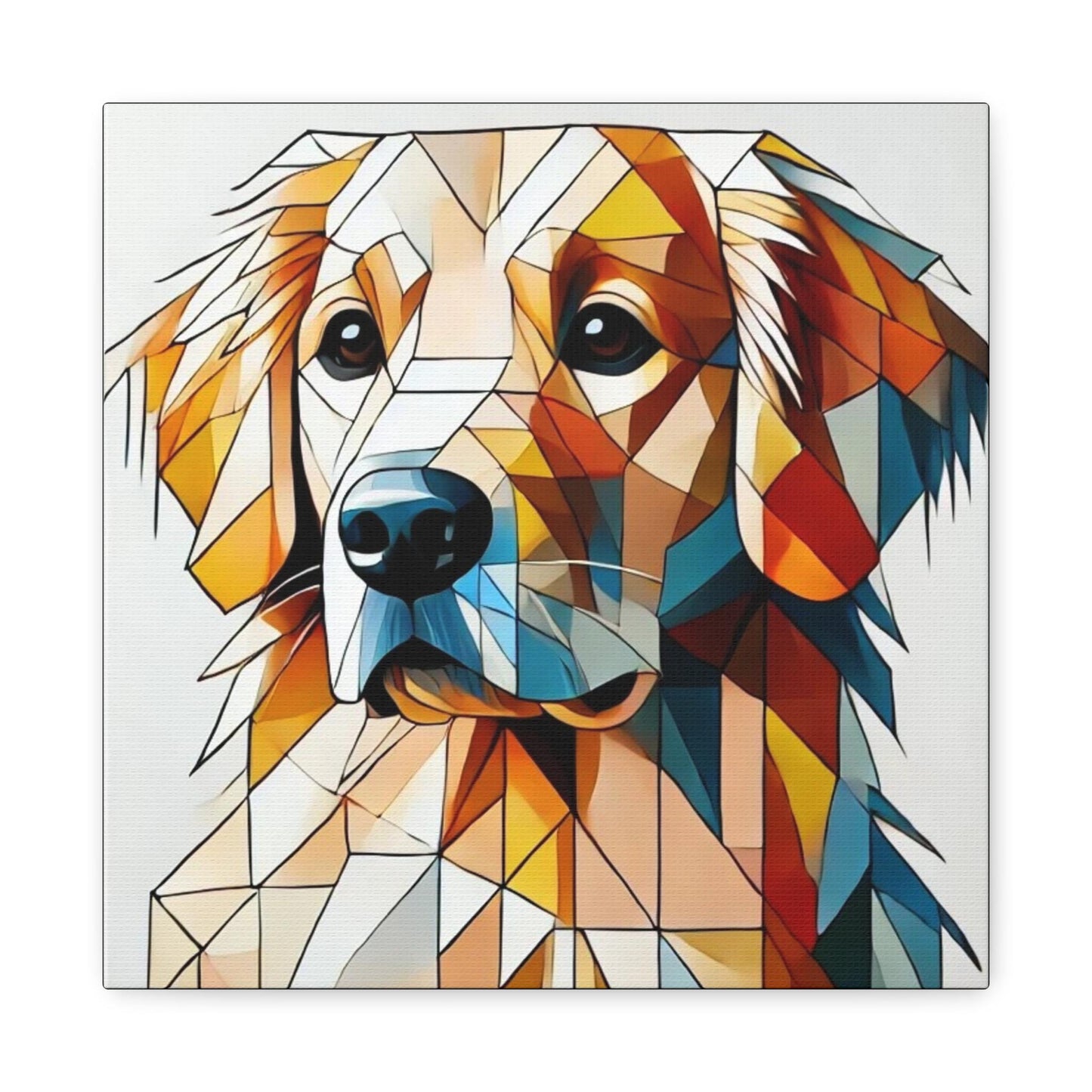 Golden Retriever Matte Canvas Print, Modern Cubist Design, Dog Wall Art, Modern Chic Decor, Unique Housewarming Gift, Golden Dog Lover