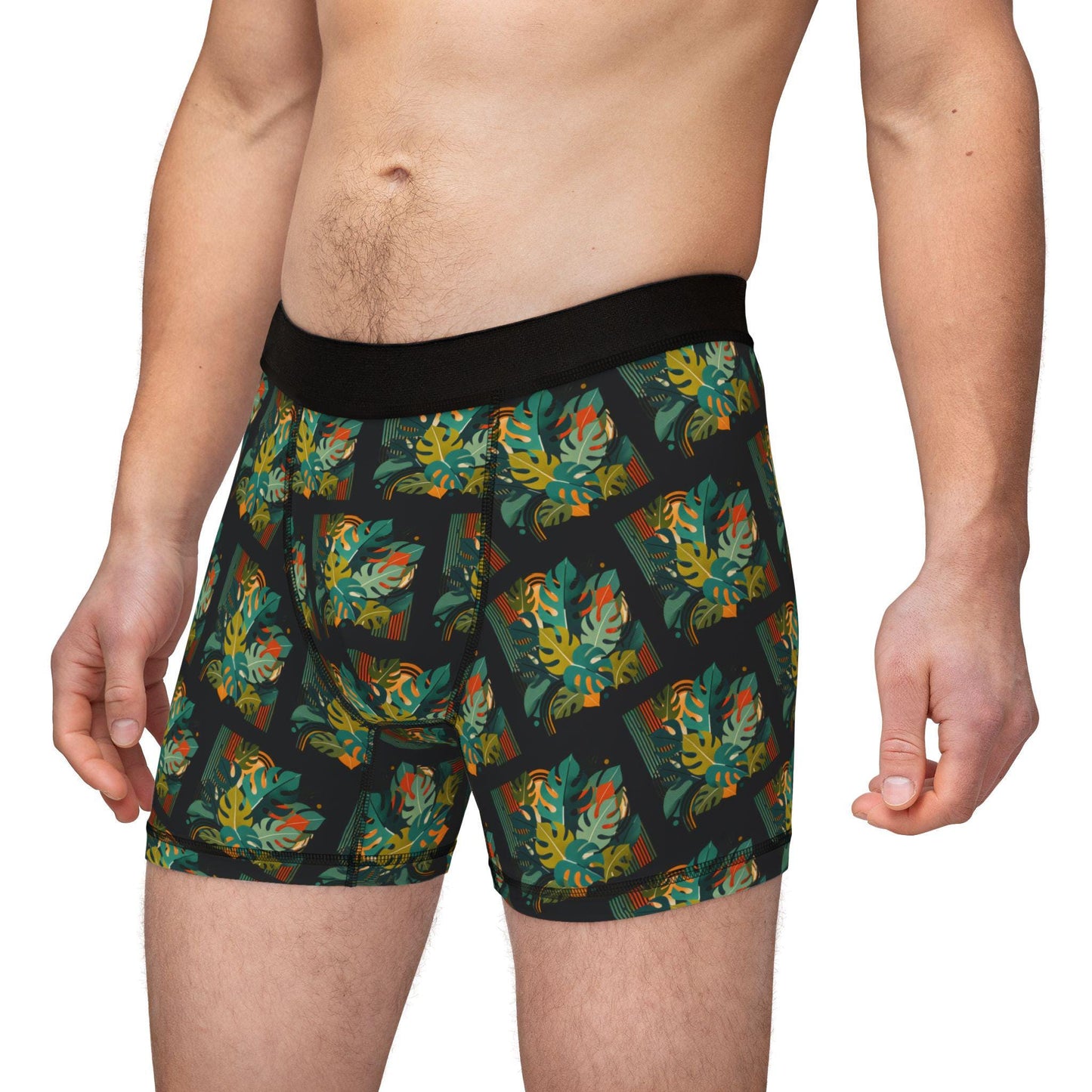 Men's Boxers, Monstera Plant Daddy Mid-Century Modern Design, Gift for Men, Sexy Soft Boxer Brief, Plant Dad Gift