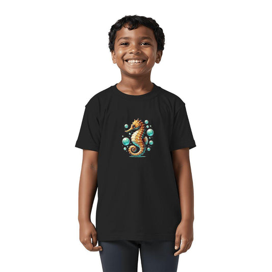 Kids Tee, Fun Seahorse Youth T-Shirt, Unique Birthday Gift, Casual Vacation Wear, Original Art Tee, Kid's Fashion Design, Back To School