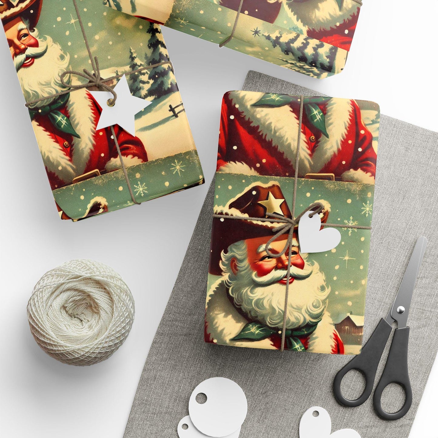 Cowboy Santa Wrapping Paper, Gift Wrap for Christmas Presents, Country Holidays