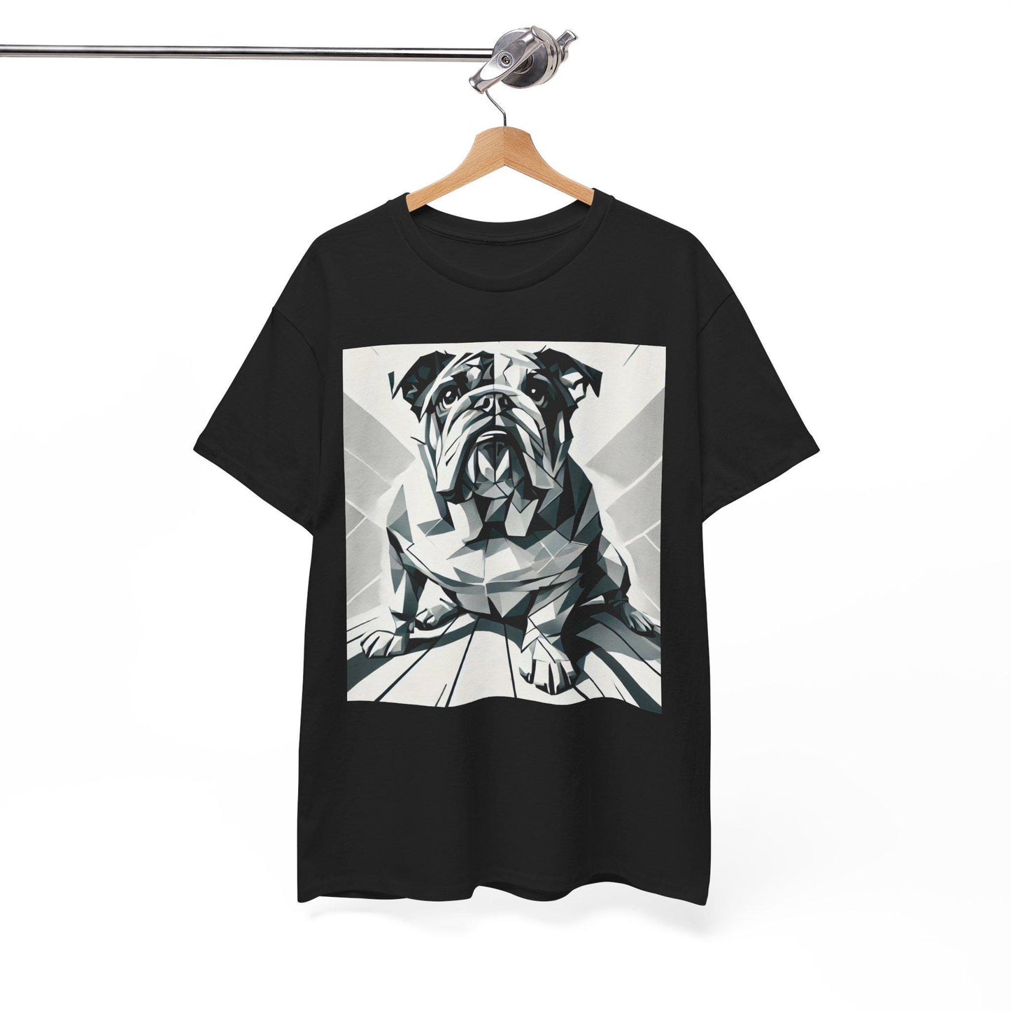 Dog Tee, Bulldog Modern Cubist Design, Unisex LGBT Bulldog Dog Lover Gift, Gay Graphic Top, Unisex Heavy Cotton T-shirt, 7 Colors
