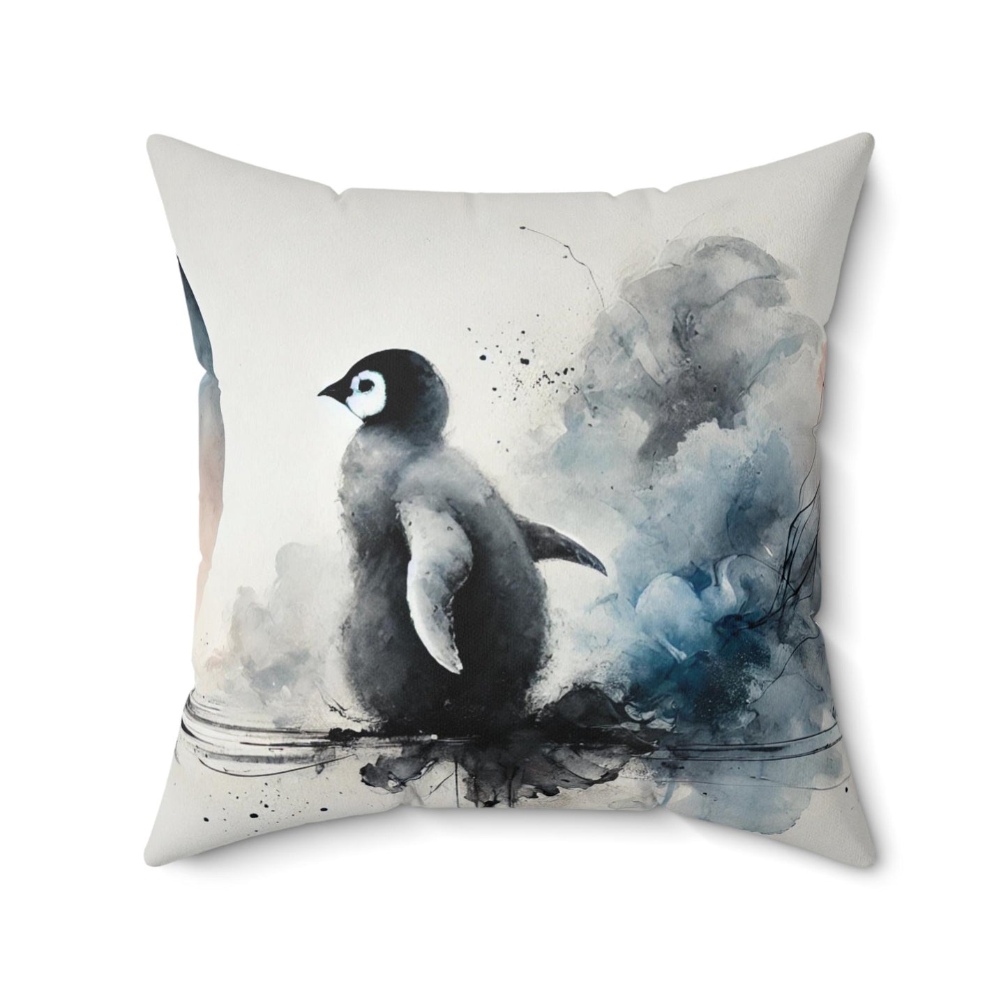 Pillow Modern Abstract Watercolor Penguin 3 Design, Stylish Housewarming Gift, Soft Throw Pillow, Upscale Wall & Office Decor