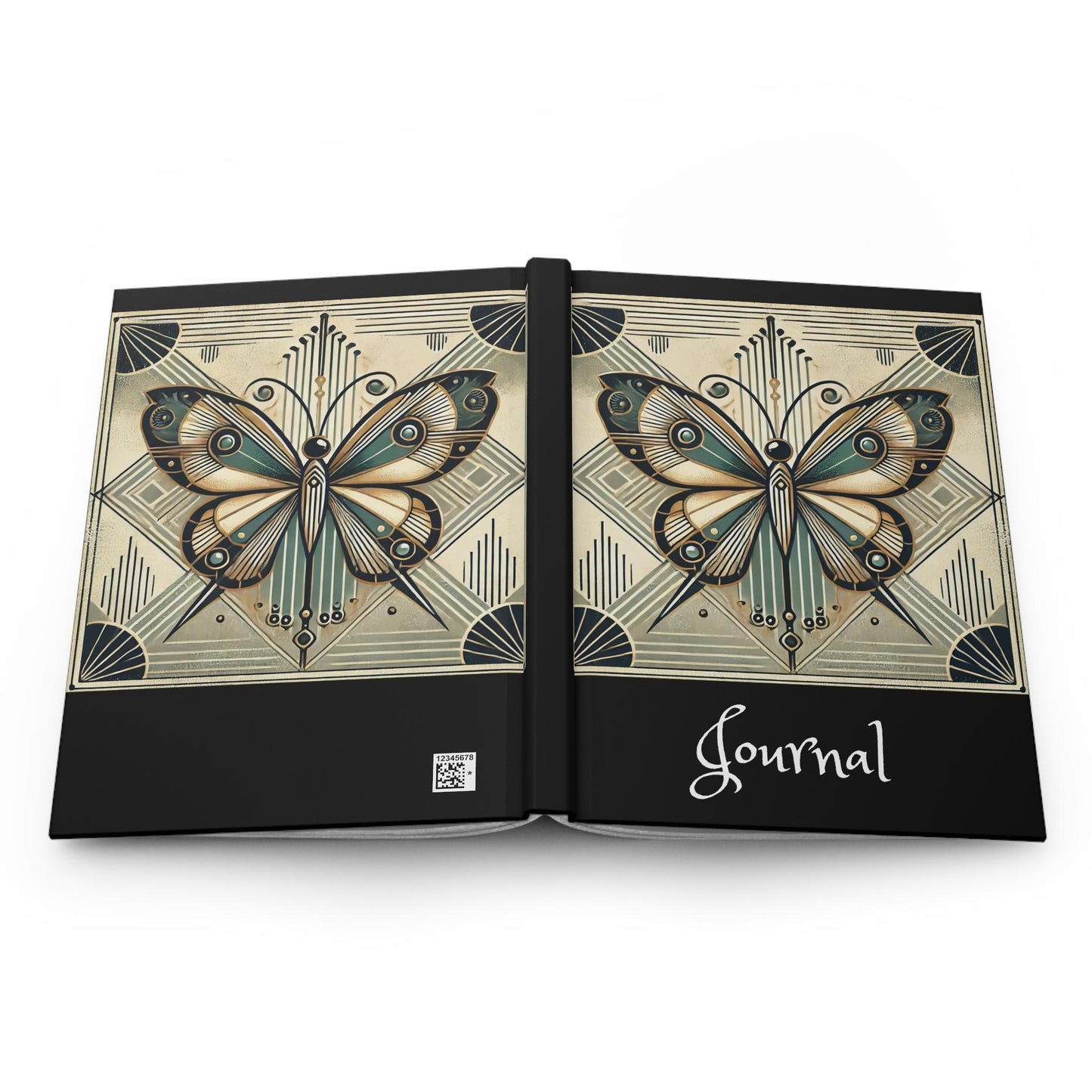 Butterfly Journal Hardcover - Vintage Art Deco Design - Book Lovers Gift, Retro Diary, Nature Journal, Literature Notebook