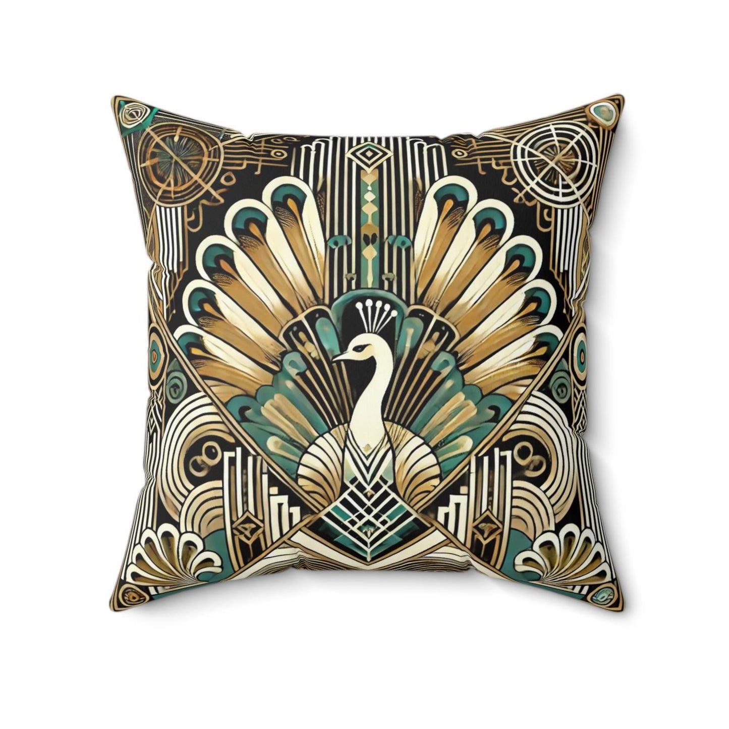 Art Deco Square Pillow, Vintage Floral Design, Retro Charm, Housewarming Gift, Spun Polyester Cover, Gift for Art Lover, Throw Pillow