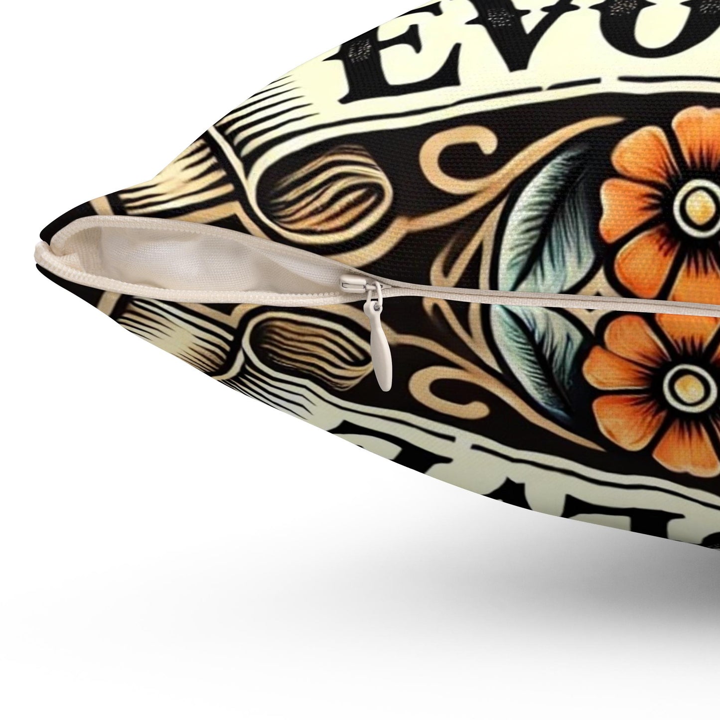 Butterfly Square Pillow, Vintage Tattoo EVOLVE Design, Retro Charm, Housewarming Gift, Spun Polyester Cover, Tattoo Lover, Throw Pillow