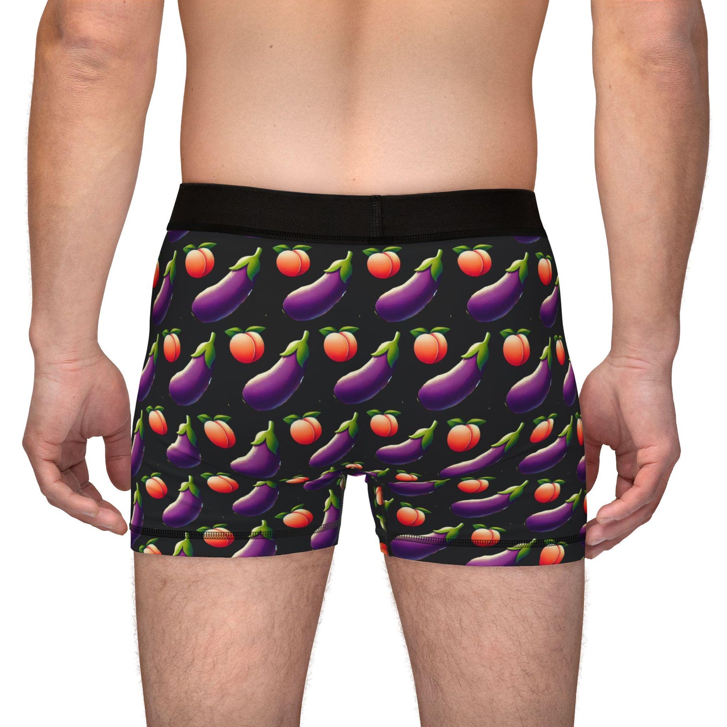 Men's Boxers, Funny Peach & Eggplant Emojis Design, Spicy Underwear Gift for Men, Sexy Soft Boxer Briefs, Birthday Anniversary Present