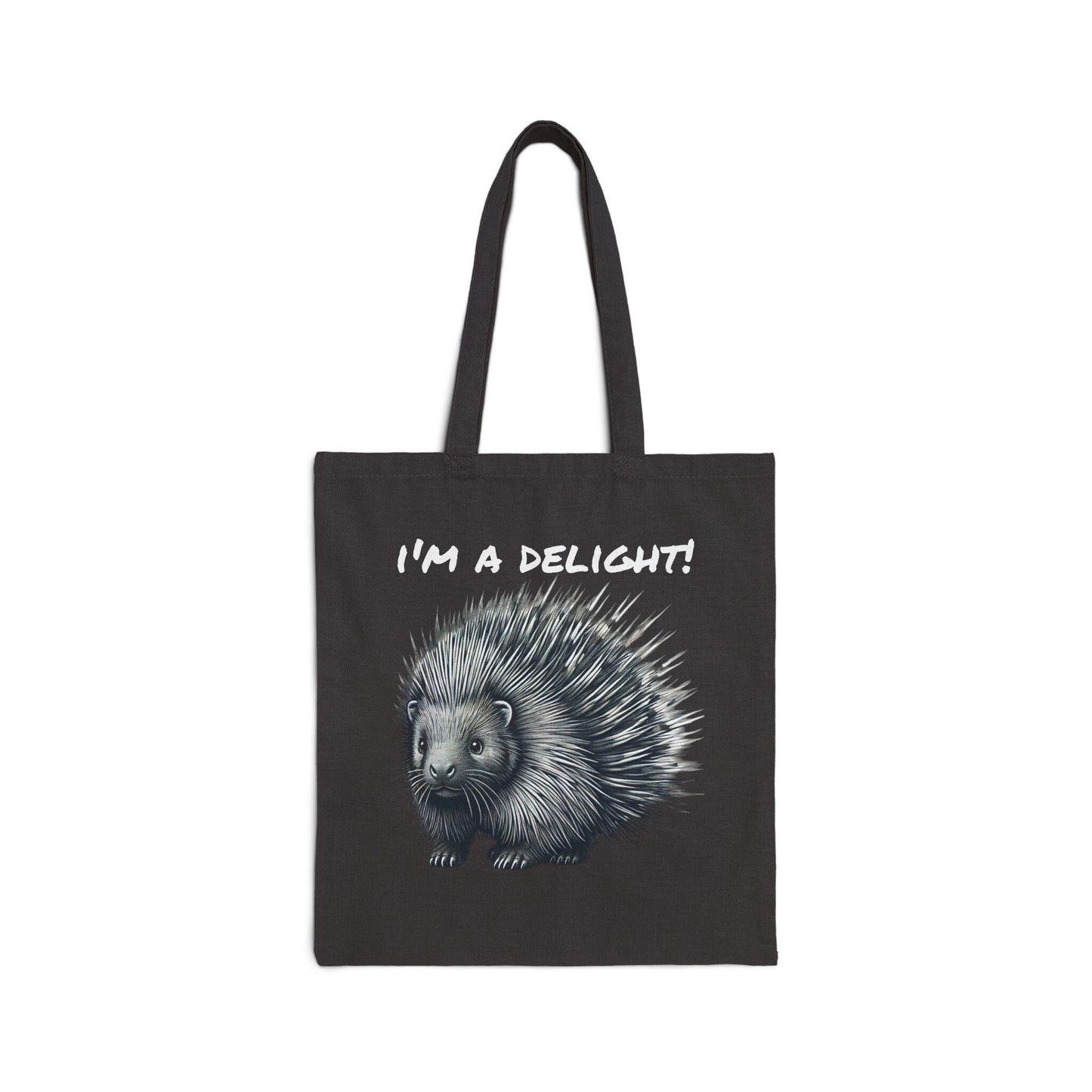 Canvas Tote Bag, Funny Porcupine Design, Eco-Friendly Bag, Book Lovers Gift, Reusable Grocery Shopping, Nature Lover Reusable Bag
