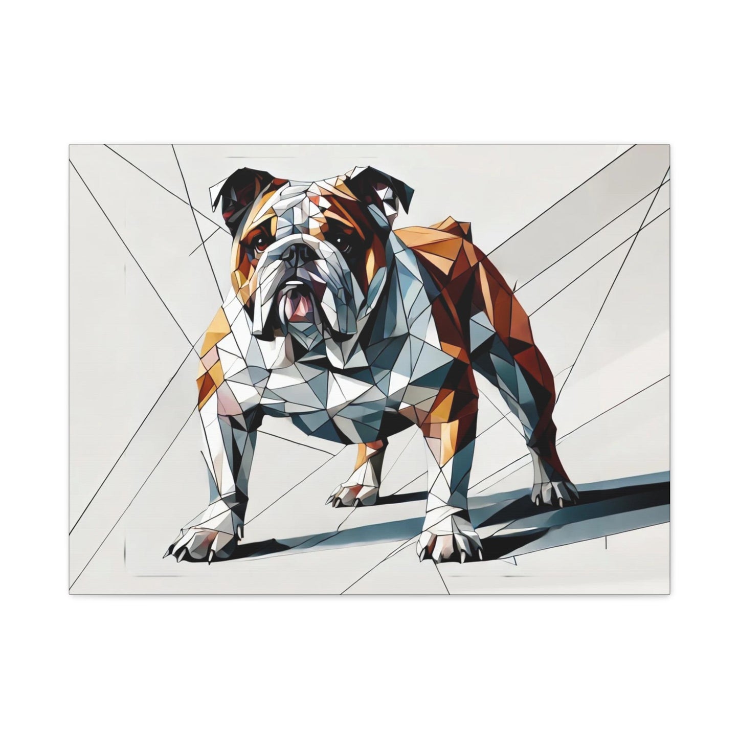 Bulldog Canvas, Original Modern Cubist Wall Art Home Decor, Matte Stretched Print, LGBT Housewarming Gift, Gay Bulldog Dog Lover
