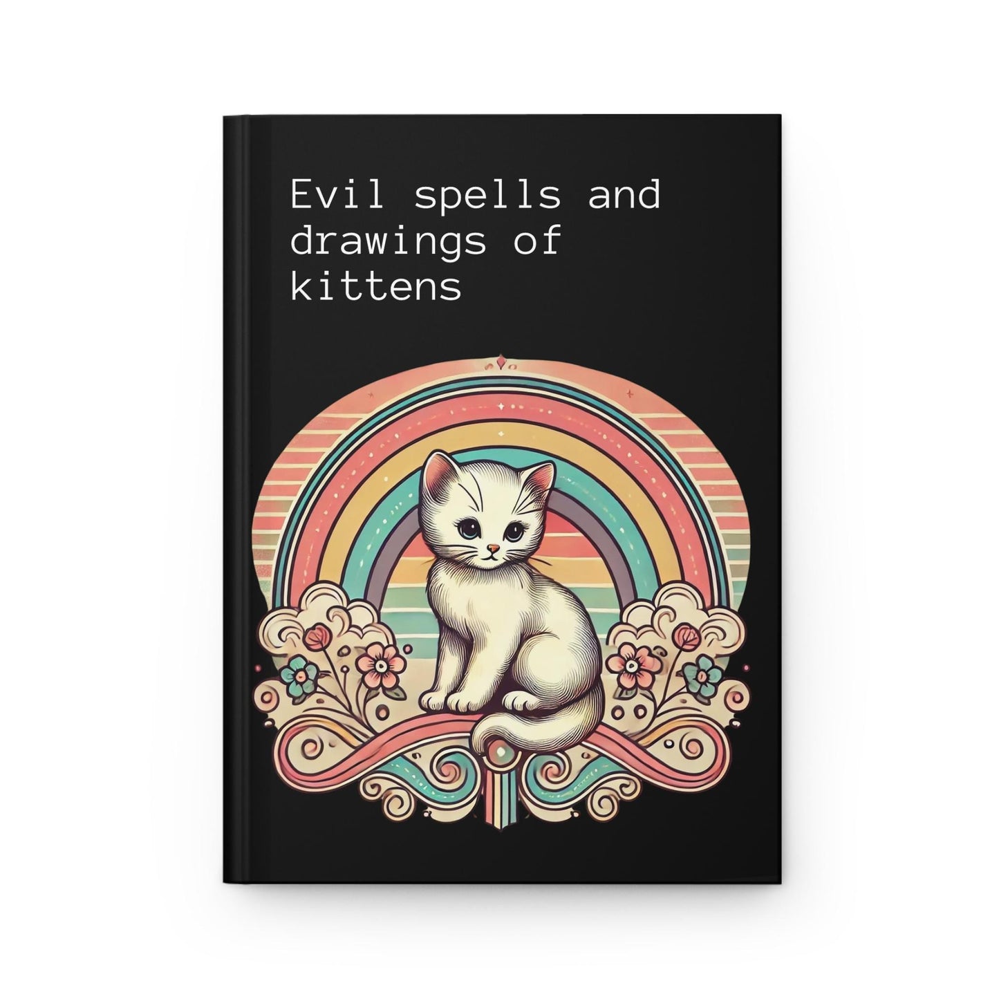 Cat Journal Hardcover - Funny Spells Vintage Design Matte Journal - Humorous Notebook, Book Lovers Gift, Retro Art Diary