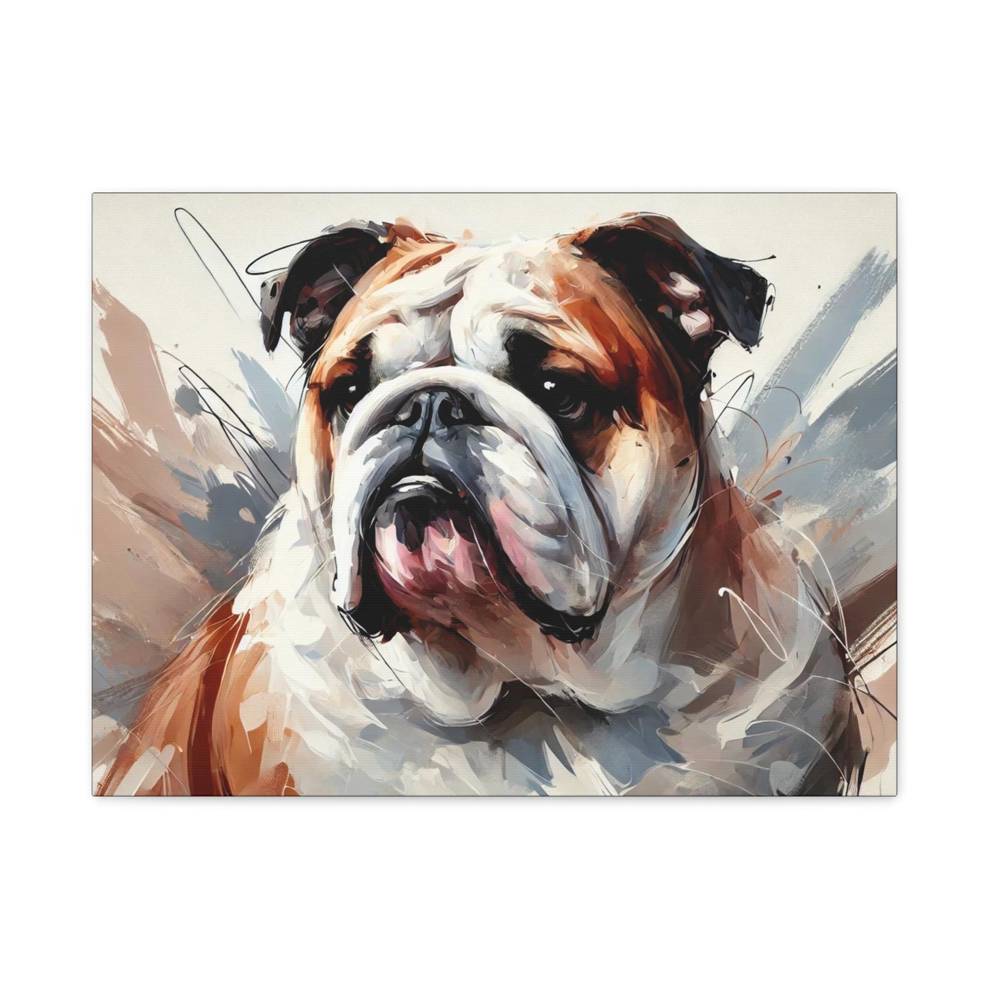 Bulldog Canvas, Original Modern Impressionist Wall Art Home Decor, Matte Stretched Print, LGBT Housewarming Gift, Gay Bulldog Dog Lover