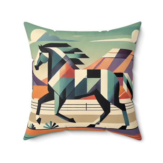 Square Pillow Modern Southwestern Horse Design, Housewarming Gift, Retro Charm, Soft Throw Pillow, Home Decor, Horse Lover Gift