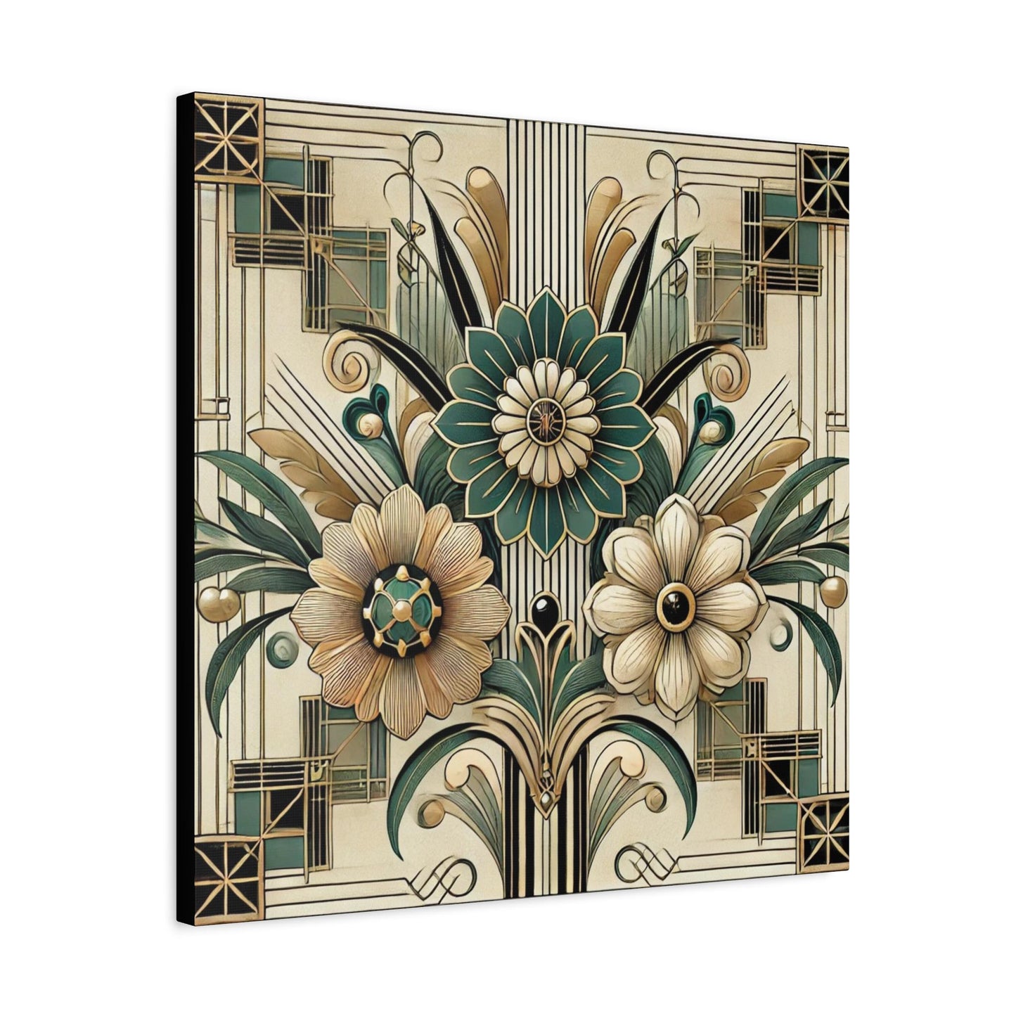 Floral Canvas Print, Art Deco Design - Wall Art, Home Decor, Nature Art Lover Gift, Nature Inspired Print, Boho Wall Decor