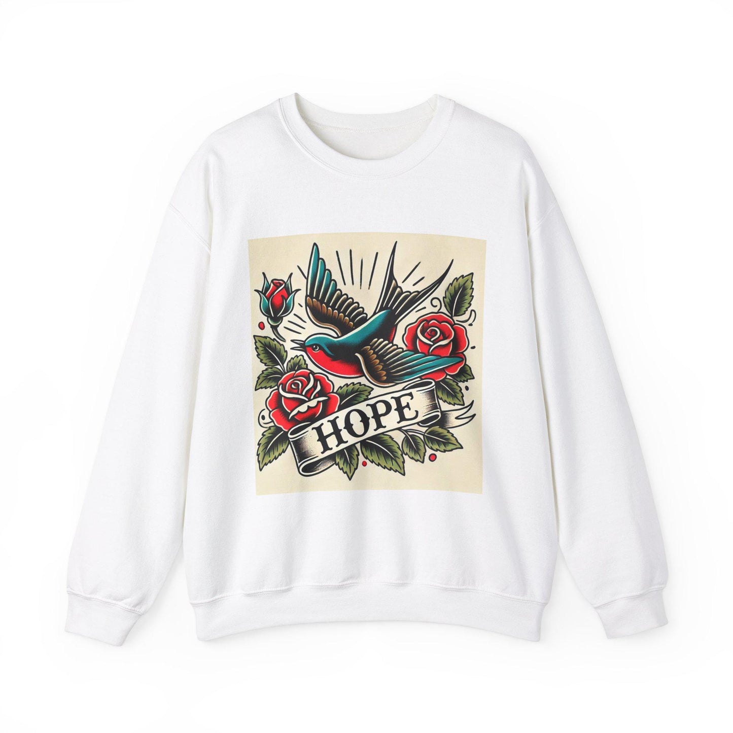 Vintage Tattoo Sweatshirt, HOPE Tattoo Design, Unisex Crewneck Jumper, Vintage Pullover, Gift for Tattoo Lover, Retro Style