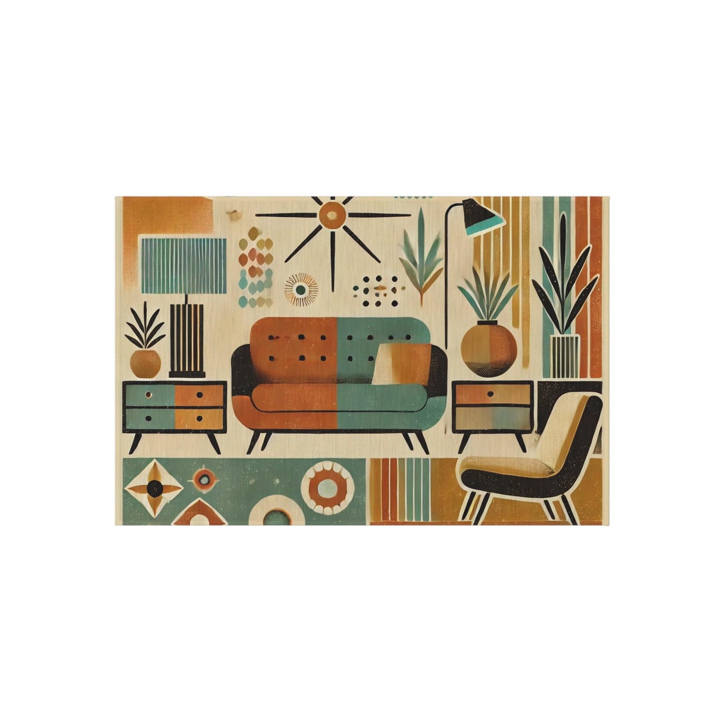 Door Mat Mid-Century Modern, Outdoor Rug, Welcome Mat, Patio Rug, Bauhaus, Retro Charm, Home Decor, Housewarming Gift, Porch, Indoor/Outdoor