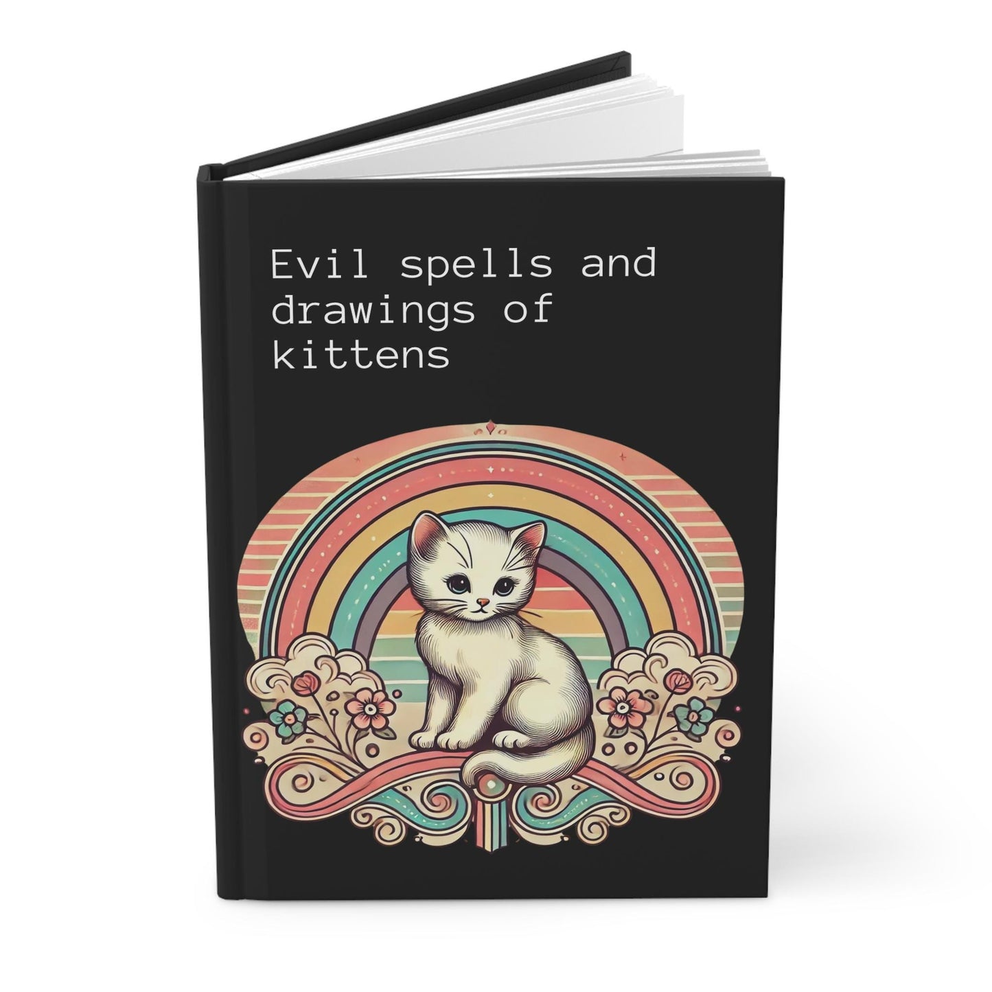 Cat Journal Hardcover - Funny Spells Vintage Design Matte Journal - Humorous Notebook, Book Lovers Gift, Retro Art Diary