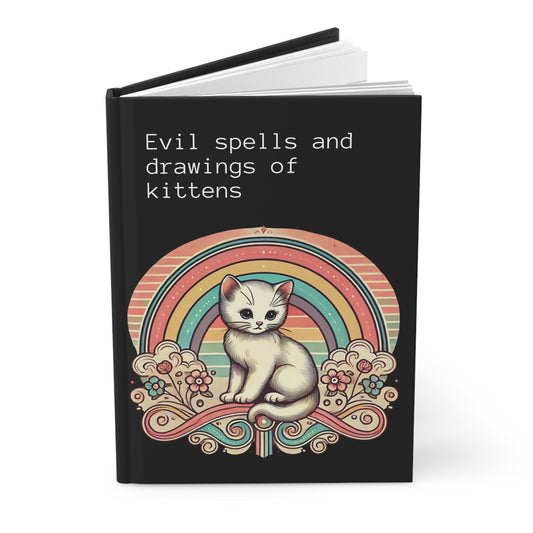 Cat Journal Hardcover - Funny Spells Vintage Design Matte Journal - Humorous Notebook, Book Lovers Gift, Retro Art Diary