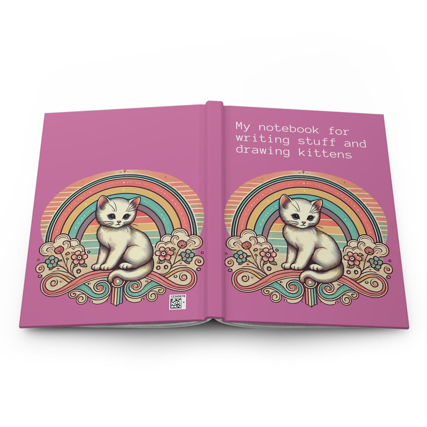Cat Journal Hardcover - Funny Vintage Design Pink Matte Journal - Humorous Notebook, Book Lovers Gift, Retro Art Diary