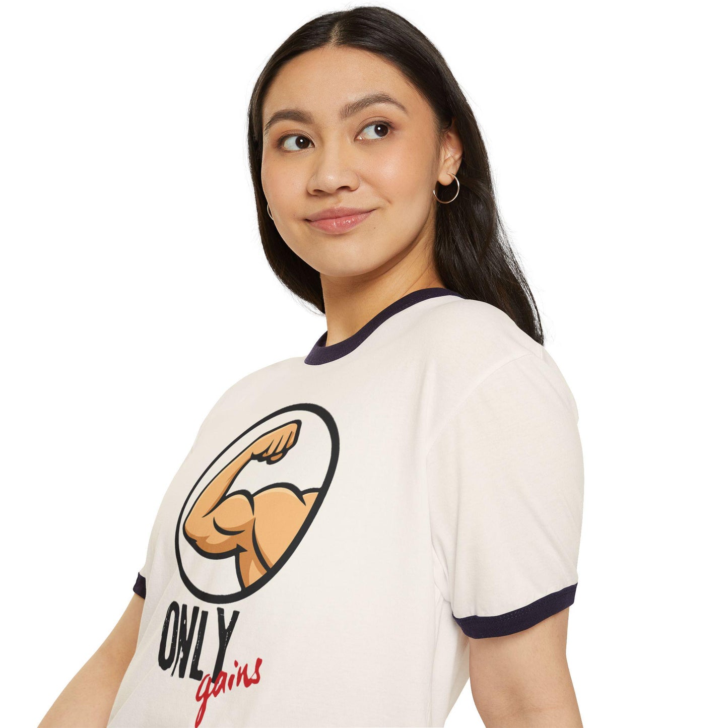 Fitness Motivation Muscle Ringer T-Shirt, Gift for Gym Lovers, Workout Gear, Casual Tee, Athletic Wear, Funny Only Gains, Unisex Cotton