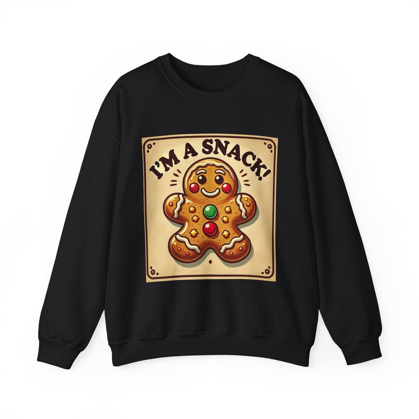 Funny Christmas Unisex Heavy Blend™ Sweatshirt, I'm a Snack Gingerbread Man, Fun Gift for Wife or Girlfriend