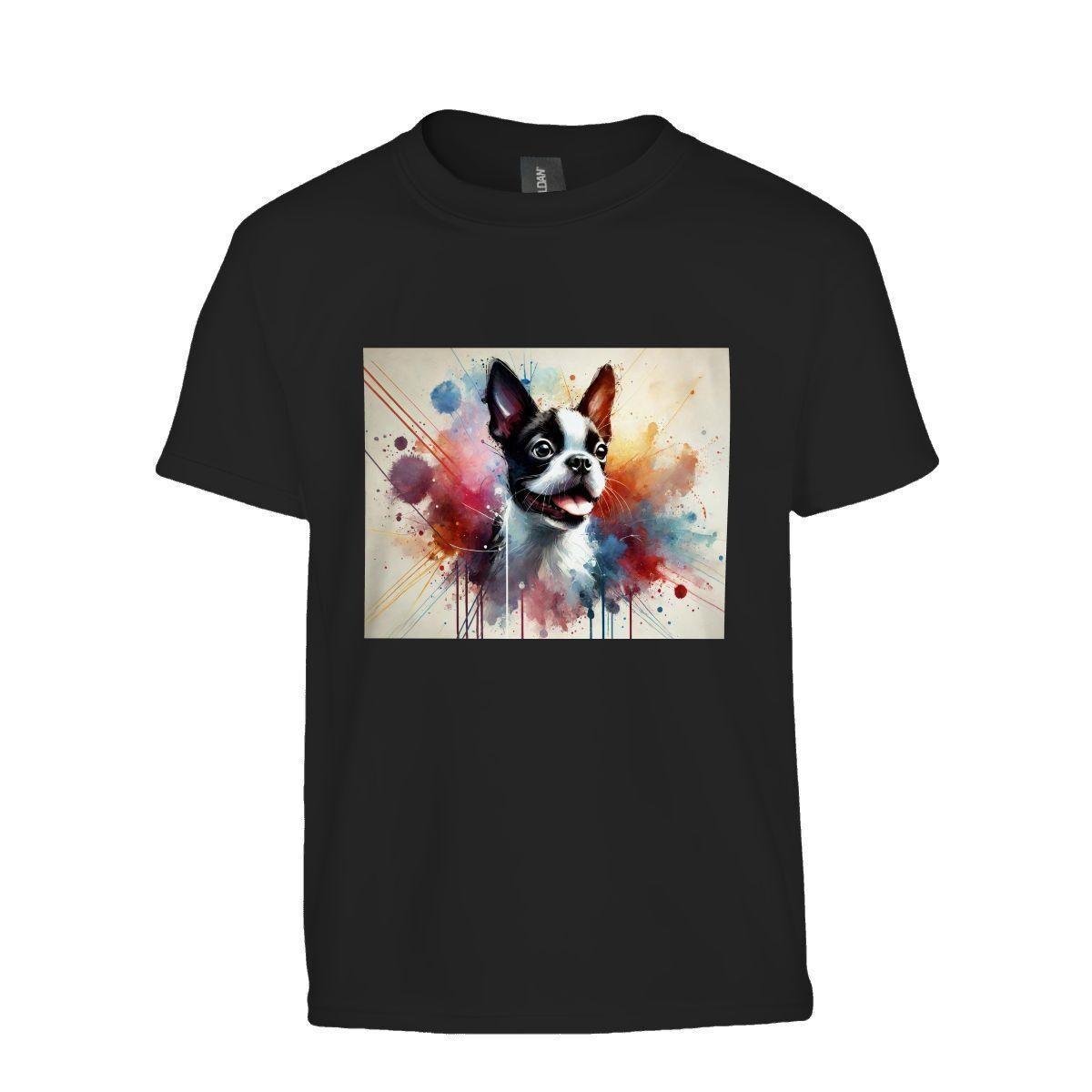 Kids Tee, Fun Boston Terrier Youth T-Shirt, Unique Birthday Gift, Casual Vacation Wear, Original Art Tee, Kid's Fashion, Back To School