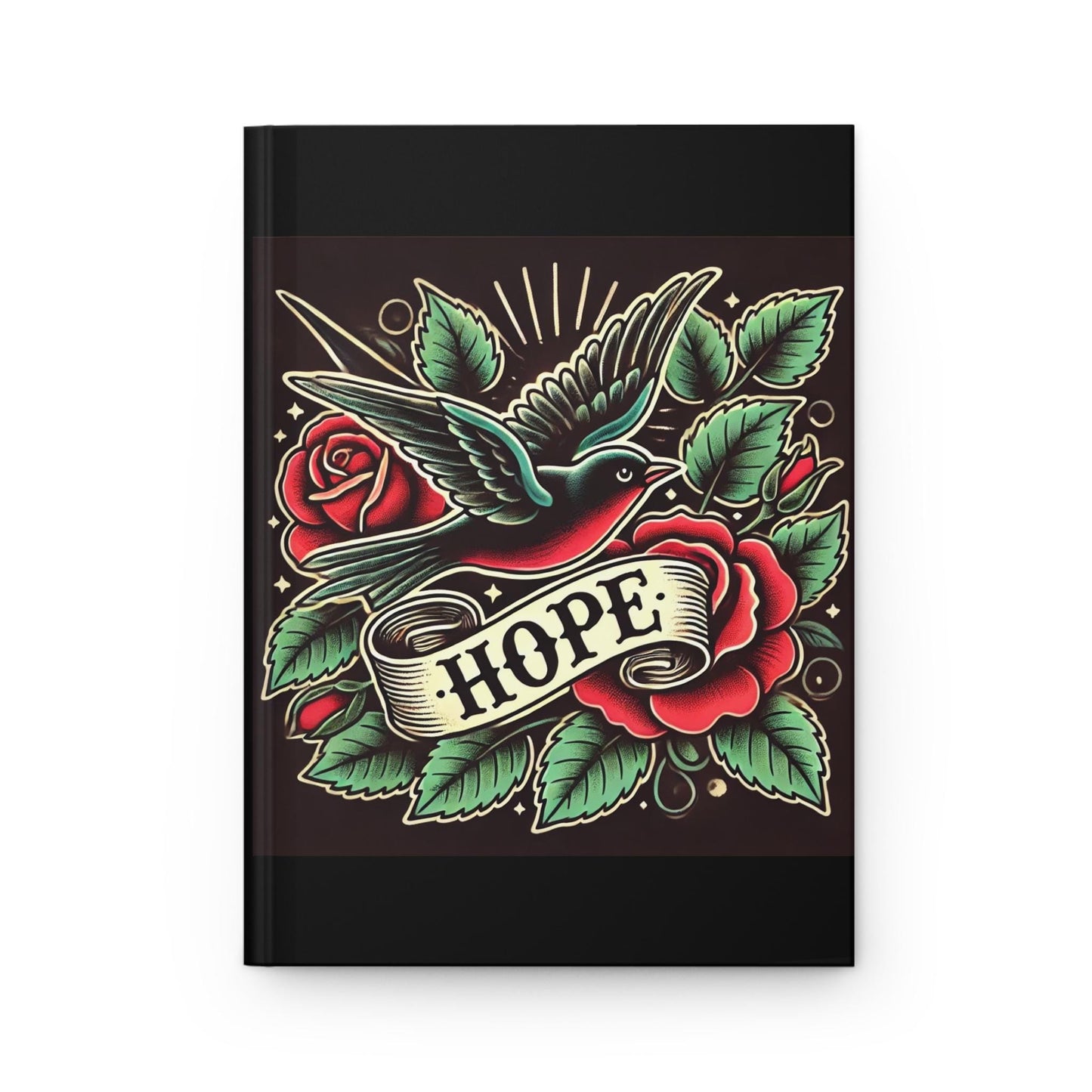 Bird Journal Hardcover - Vintage Tattoo HOPE Design - Retro Charm Notebook, Book Lovers Gift, Diary - Nature Journal - Literature