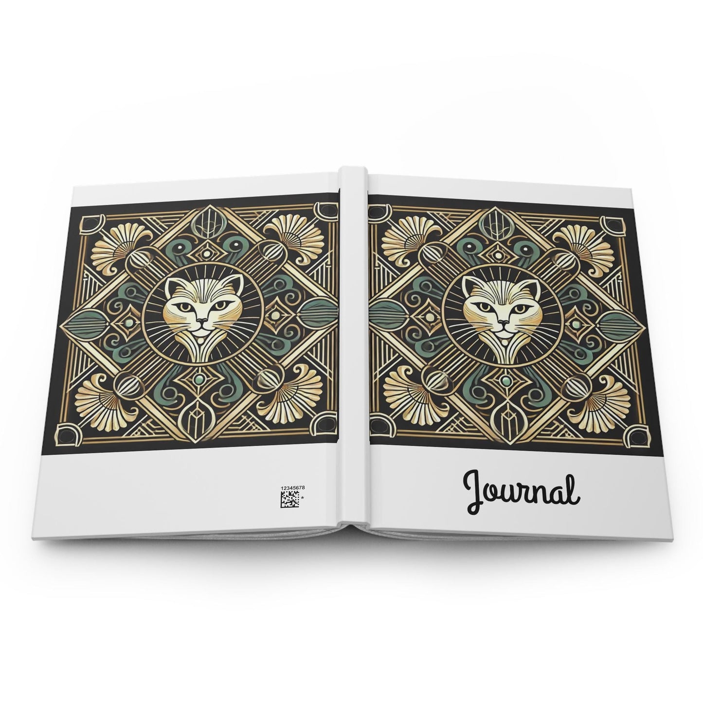 Cat Journal Hardcover - Vintage Art Deco Design - Book Lovers Gift, Retro Diary, Nature Journal, Literature Notebook