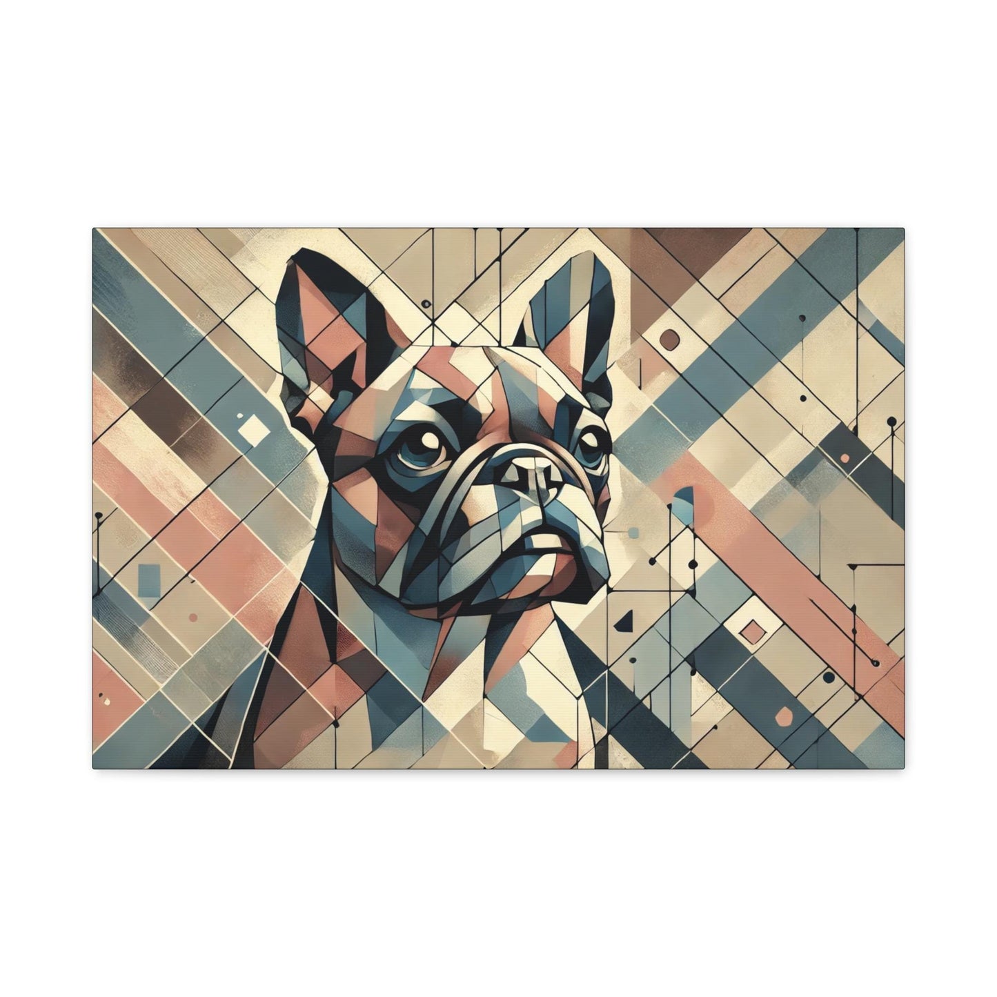Canvas Print French Bulldog Modern Cubist Portrait, LGBT Housewarming Gift, Gay Frenchie Lover, Unique Stretched Wall Art, 7 Sizes