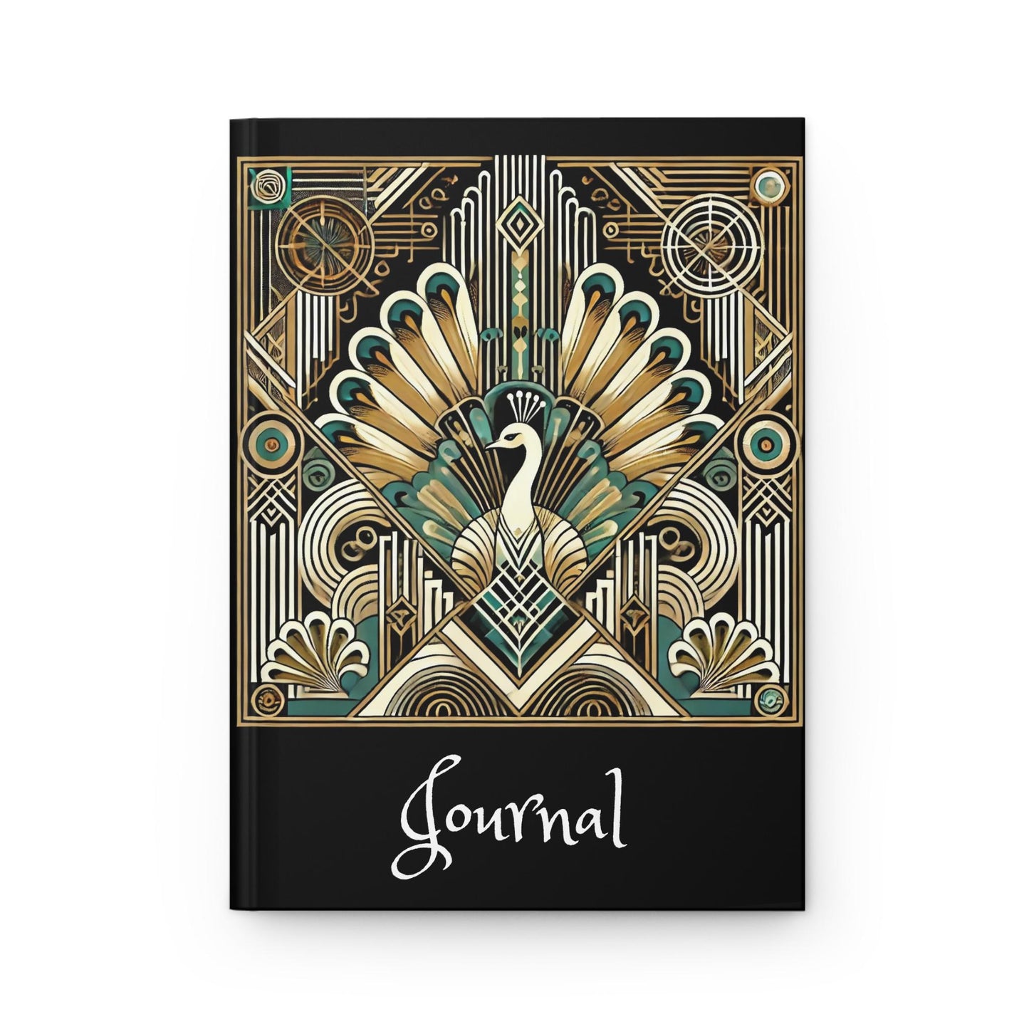 Peacock Journal Hardcover - Vintage Art Deco Design - Book Lovers Gift, Retro Diary, Nature Journal, Literature Notebook