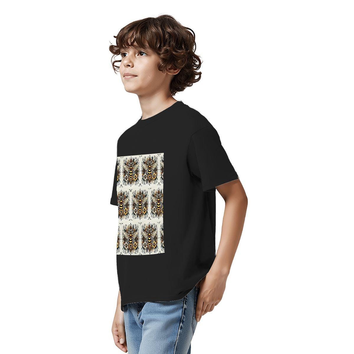 Kids Tee, Fun Honey Bee Youth T-Shirt, Unique Birthday Gift, Casual Vacation Wear, Original Art Tee, Kid's Fashion Design, Back To School