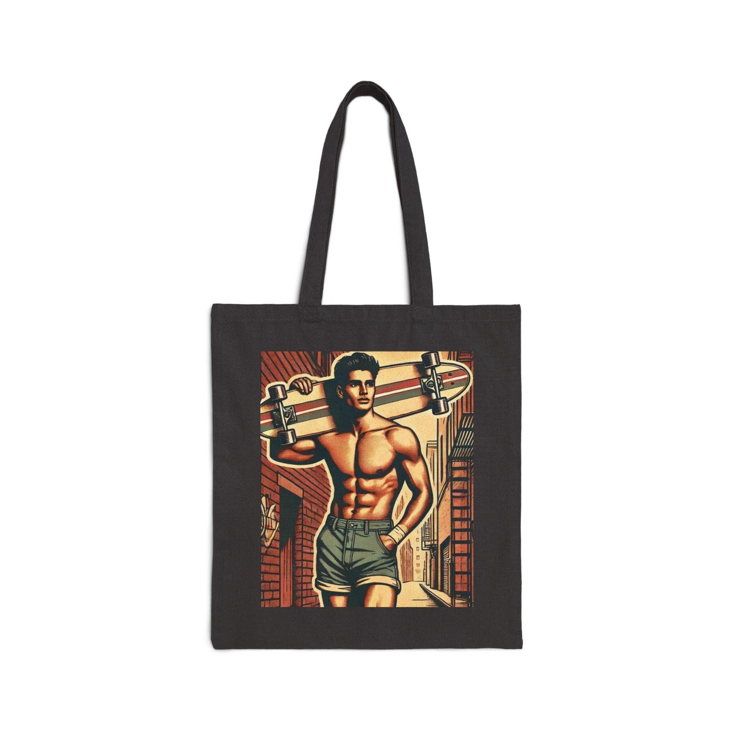 Canvas Tote Bag, Retro Twink Skateboarder Design, LGBT Eco-Friendly Bag, Queer Book Lover Gift, Reusable Grocery Shopping, Gay Man Gift