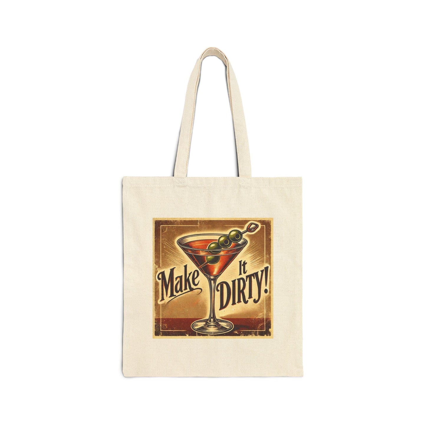 Canvas Tote Bag, Vintage Dirty Martini Design, LGBT Eco-Friendly Bag, Queer Book Lover Gift, Reusable Grocery Shopping, Gay Cocktail Lover