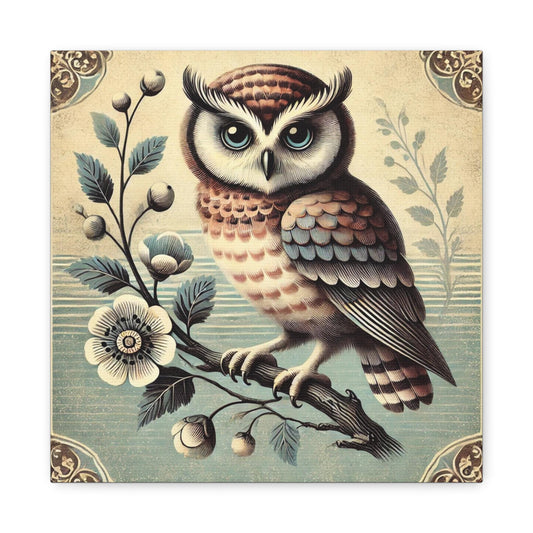Canvas Print, Hoot Owl, Housewarming or Birthday Gift, Retro Vintage Charm, Wall Art Decor, Matte Canvas, Owl Art