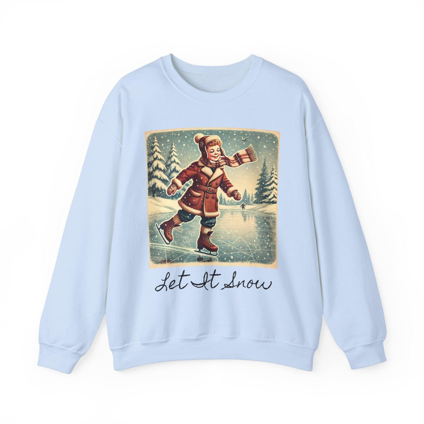 Christmas Unisex Heavy Blend™ Crewneck Sweatshirt, Let It Snow, Ice Skating, Cute Gift for Partner