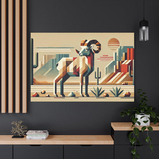 Original Modern Cubist Bighorn Canvas Print, Matte Stretched Art, 7 Sizes Available, Wall Decor, Landscape Painting, Home Office Decor