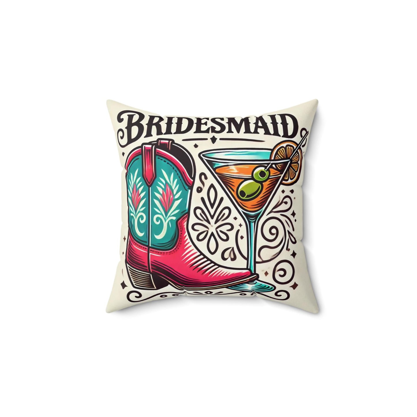 Bridesmaid Gift Pillow (14"x14" Square), Cowgirl Bridesmaid, Best Gifts for Bachelorette Party, Wedding Party Gifts