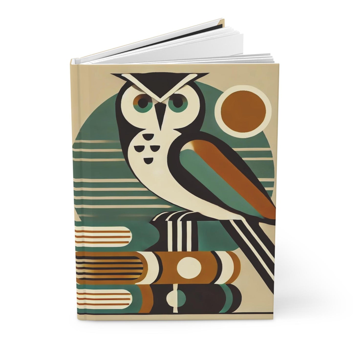 Owl Hardcover Journal, Mid-Century Vintage Charm Notebook, Books Lovers Gift, Retro Matte Diary, Wise Owl Journal, Literature Enthusiast
