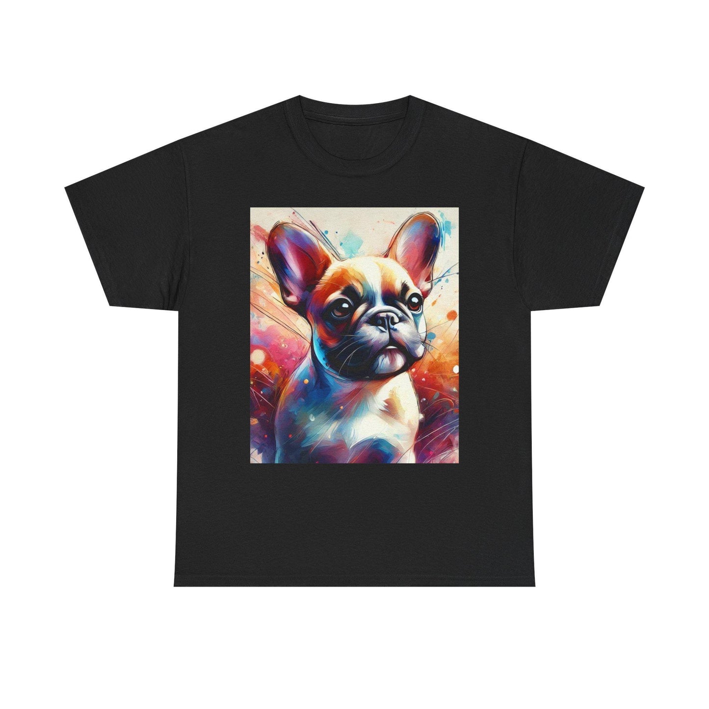Dog Tee, French Bulldog Puppy Watercolor Design, Unisex LGBT Frenchie Dog Lover Gift, Gay Graphic Top, Unisex Heavy Cotton T-shirt, 7 Colors
