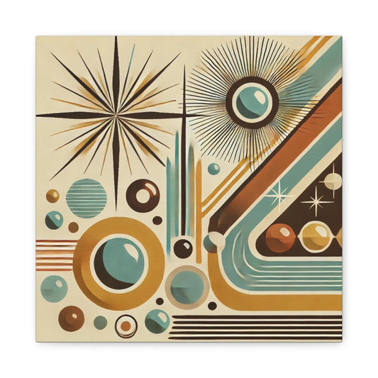 Canvas Print, Mid-Century Modern Sputnik, Housewarming or Birthday Gift, Retro Vintage Charm, Wall Art Decor, Matte Canvas