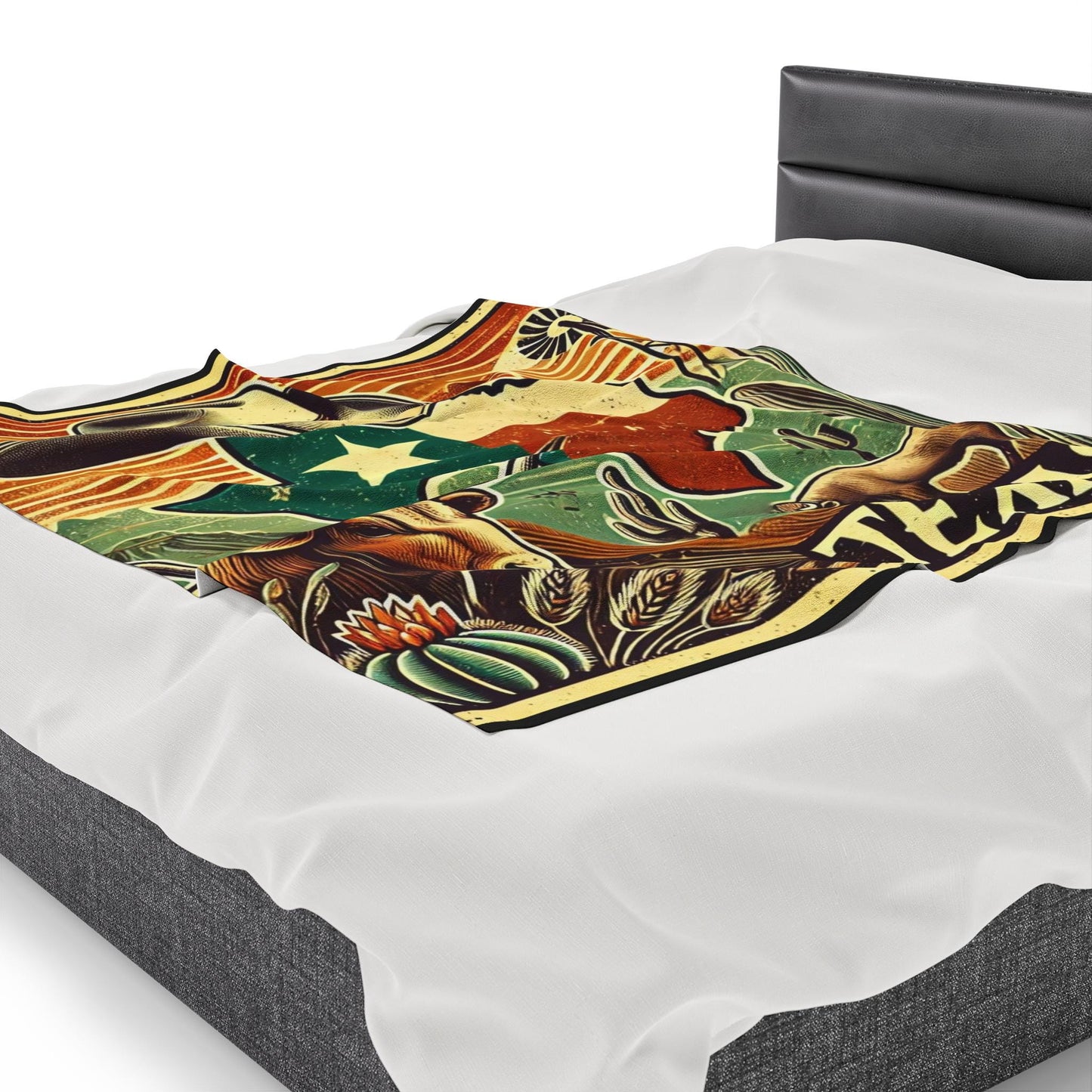 Plush Blanket, Texas Longhorn Design, Housewarming Gift, Rustic Decor, Soft Fleece Throw, Warm Bedding, Cozy Homeware, Western Theme Blanket