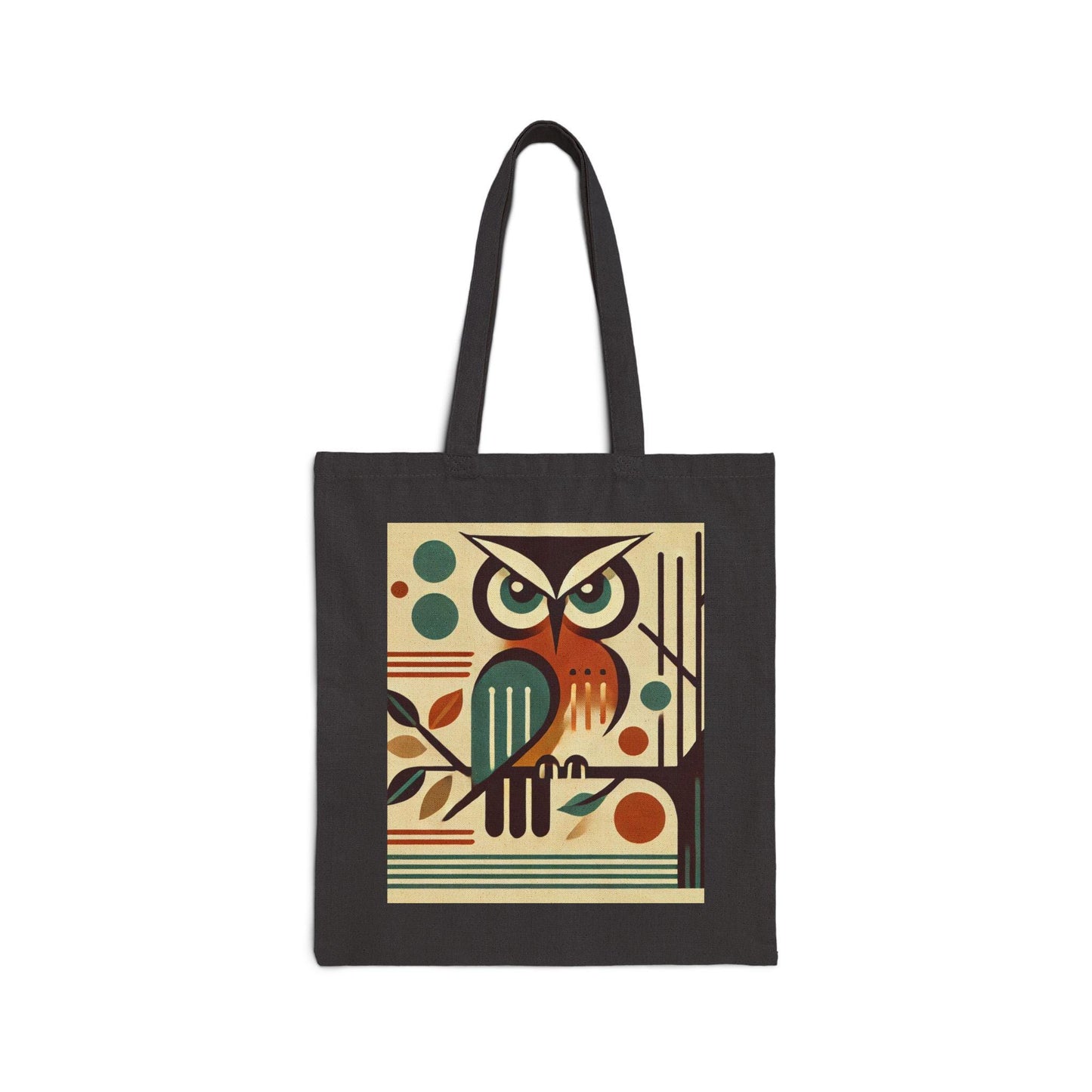 Mid-Century Modern Owl Cotton Canvas Tote Bag - Owl Lover Gift, Retro Shoulder Bag, Shopping Bag, Vintage Owl Tote, Book Lover