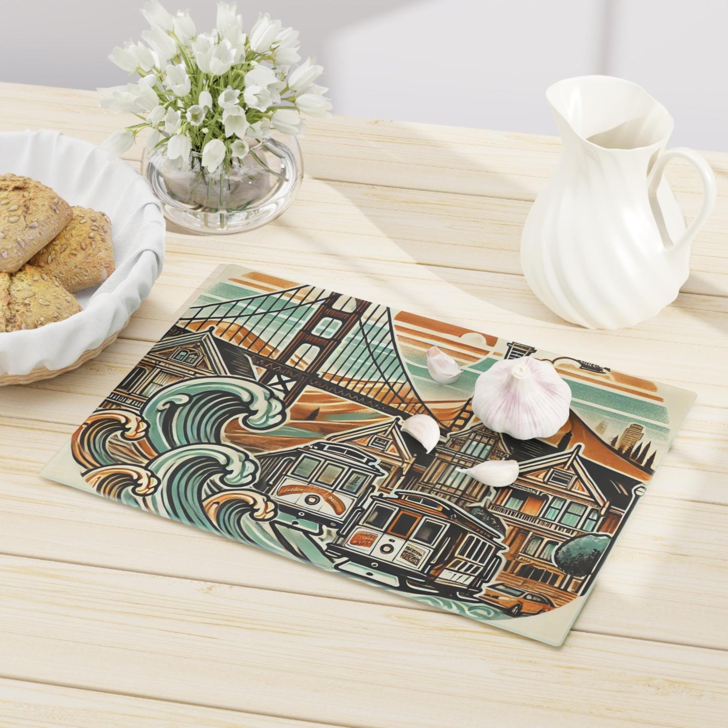 Cutting Board, San Francisco Golden Gate Bridge Design, Kitchen Home Decor, Unique Housewarming Gift, Foodie Chef Gift, California Souvenir