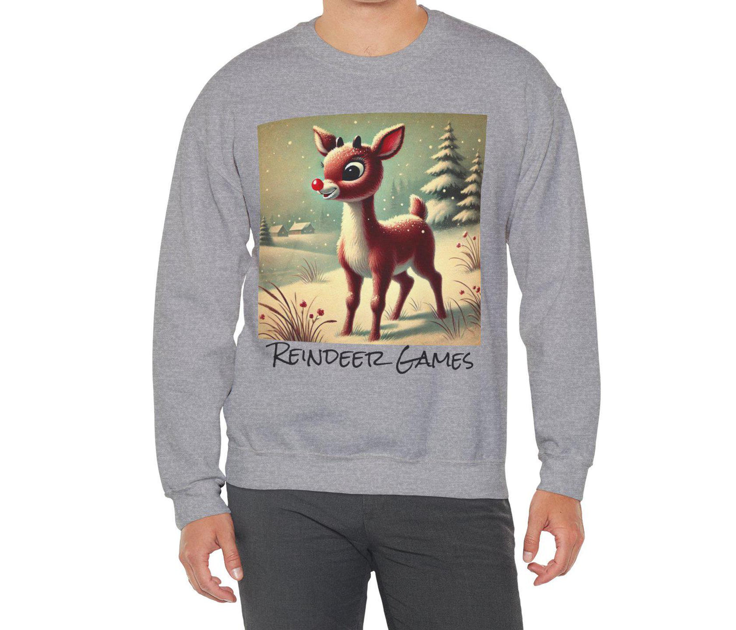 Reindeer Games Unisex Heavy Blend™ Christmas Sweatshirt, Rudolph, Ice Skating, Cute Gift for Partner