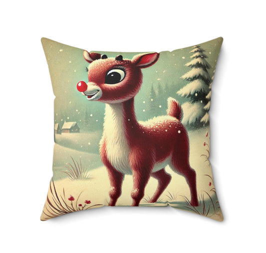 Christmas Throw Pillow Rudolph (14"x14" Square), Holiday Gifts, Christmas Decor, Rudolph the Red-Nosed Reindeer