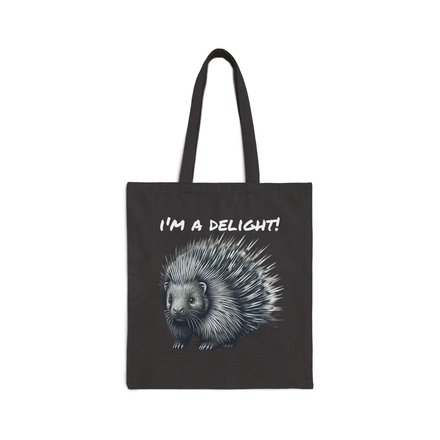 Canvas Tote Bag, Funny Porcupine Design, Eco-Friendly Bag, Book Lovers Gift, Reusable Grocery Shopping, Nature Lover Reusable Bag